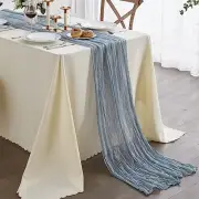Blue Table Runner0 Ft Cheesecloth Table Runner, Boho Gauze Table 1 Dusty Blue