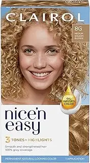 Clairol Nice'n Easy Permanent Hair Dye, 8G Medium Golden Blonde Hair Color, Pack of 1
