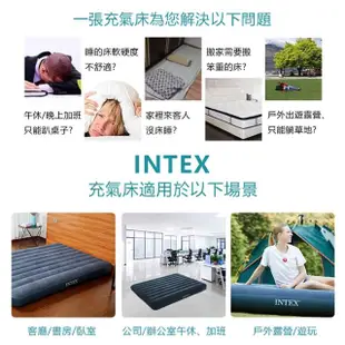 【INTEX】超值組合·雙人特大充氣床+打氣機+枕頭 新款雙面充氣床墊(充氣床墊 露營床 平行輸入)