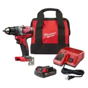 Milwaukee M18 18V Lithium-Ion 1/2 Inch Cordless Drill Driver Compact Kit 2606