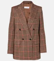 [Max Mara] Max Mara Guelfo checked wool and cotton blazer UK 16 brown