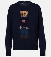 [Polo Ralph Lauren] Polo Ralph Lauren Polo Bear intarsia cotton and linen sweater AU 12 blue