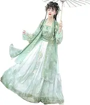 [IDZNFNFX] Song Dynasty Inspired Hanfu for Women Modernized Changgan Temple Style Office-Appropriate Hanfu,Green,XLarge