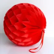 Red Paper Honeycomb Ball