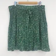 Fat Face Skirt Womens UK 16 Green Floral Pleated Kayleigh Smart Casual Boho