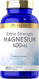 Magnesium | 400 mg | 180 Softgels | Non-GMO and Gluten Free Formula | by Carlyle