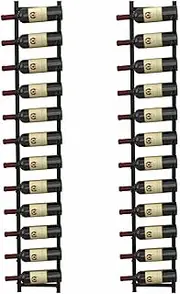 Costway Wall Mounted Wine Rack for 6/9/12 Bottles, Metal Organizer for Liquor, Champagne, Storage Holder in Kitchen, Dining Room, Bar (2PCS 22 cm x 13.5 cm x 145 cm)