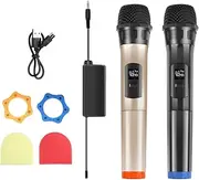 Binxind UHF Wireless Dynamic Microphone Drag Two Microphone with LED Screen Conference Computer Live Performance Microphone