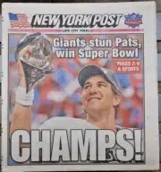 Eli Manning New York Giants Super Bowl Champions New York Post 2/6/2012