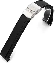 [MiLTAT] StrapXPro Rubber Watch Strap compatible with Seiko 5 Sport 5KX SRPD55 GMT SSK001, Black, Man's size, rubber, Agate