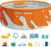 Outdoor Swimming Pool | Portable Folding Swimming Pool - Non-Inflatable Round Swimming Pool for Boys, Girls, Adults, Families, Pets
