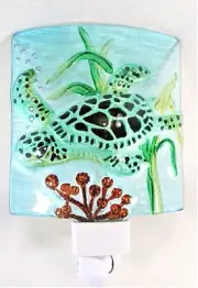 Sea Turtle Fused Glass night light sea life decor