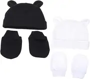 [WOFASHPURET] Mittens Infant Winter Hat Mitten Set Cotton No Scratch Gloves Toddler Anti-scratch Pack