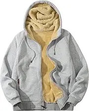 [Flygo] Hoodies for Men Zip Up Winter Fleece Sherpa Lined Sweatshirt Warm Jacket