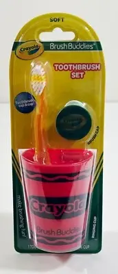 2023 Crayola Toothbrush Set Brush Buddies Red Rinsing Cup Orange Brush And Cap