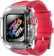 [EKSIL] Latest Light Fiberglass Watch Case+Fluorine Rubber Watch Band Suitable，For Apple Watch 8/7/6/5/4 Series, Replacement Strap Suitable，For iwatch 44/45mm Upgrade Modification kit