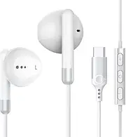 USB C Earphones for Samsung Galaxy S25 Ultra S24 S23 S22 S21 FE S20 A53 A54 Type C Headphones with Microphone & Volume Control, in-Ear Wired Earphones for iPhone 16, iPad Pro 2022 iPad Air 5, Pixel 7