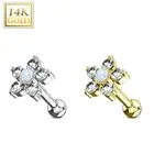 14K Solid GOLD Opal Flower EAR Cartilage Helix Tragus Conch Piercing Ring Studs
