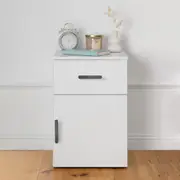 PORTO BEDSIDE TABLE - WHITE - SLIM - OVAL BLACK