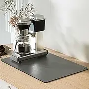 Tawedz Coffee Mat Coffee Bar Mat for Countertop PU Absorbent Leather Non-Slip Rubber Backed Coffee Maker Mat for Espresso Machine Dish Drying Mat 16"x24" Grey