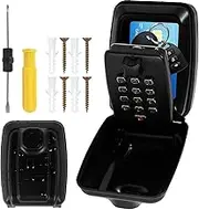 Password Key Lock Box Waterproof 12-Digit Combination Key Safe Metal Resettable Code Key Storage Hanging Box Wall Mounted Anti-Theft Outdoor Lockbox for Home Car Key Outside (Black, Regular Style)