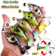 5PCS Fishing Lures Lot Whopper Plopper Top water Rotating Tail Bass Trout Popper