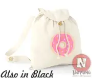 Donut backpack beach holiday school college organic cotton day bag