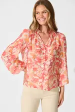 Cynthia Top Full Length Sleeve in Pink Tangerine Floral 8