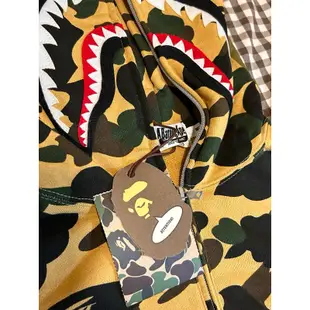 a bathing ape bape 沙漠迷彩 鯊魚 半拉鍊 帽夾 camo shark zip hoodie SZ m