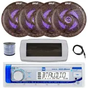 Dual Bluetooth Marine Radio,Cover, Antenna,Wire, 4x 6.5'' 240W LED Camo Speakers