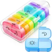 7 Day Weekly Pill Case Organizer Box 2 Times A Day AM/PM Medicine Holder