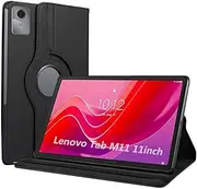 [Reelau] Rotating Case Compatible with Lenovo Tab M11 11-inch PU Leather Case for Lenovo Tab M11 11" Model TB330FU [2 Standing Way] [Auto Wake Up/Sleep] (Black)
