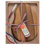 Laguiole Jean Neron Mini Cheese Knife Made in France & Swept-Side Serving Board Gift Set