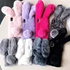 For Samsung S23 S22 S21 S20 A13 A14 A52 A54 Cute Fluffy Furry Rabbit Ears Case