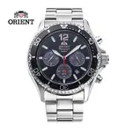 ORIENT 東方錶 QUARTZ SPORTS系列 太陽能跑馬計時腕錶 鋼帶款 黑色 RA-TX0202B - 42.8 MM