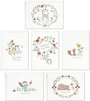 Hallmark Baby Shower Thank You Cards Assortment, Woodland Animals (48 Cards with Envelopes for Baby Boy or Baby Girl) Deer, Owl, Bear, Fox