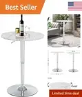Adjustable Round Bar Table - Compact Design for Small Spaces - White
