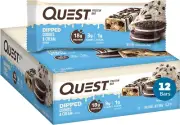 Quest Nutrition Dipped Chocolate Cookies & Cream Protein Bars, High Protein, Low