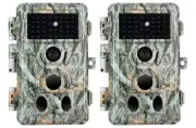 2-Pack Trail Camera 32MP 1296P H.264 MP4 Video No Glow 90ft Night Vision 0.1S...