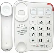 White TCF 2300 Big Button Landline Phone Desktop Telephone Amplified Sound Perfect for Seniors and Visually Challenged Loud Ringtone Fixed Home Phone