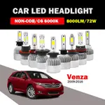 【2PCS】適用於豐田 VENZA 2009-2016 LED 汽車大燈遠近光燈燈泡 8000LM 72W COB 60