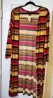 Rouge Women's Wrap Open Cardigan Duster 2X Light Weight Multicolor Stripe NWT