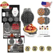 Compact Non-Stick Belgian Waffle Maker with Removable Plates - 1000W Power