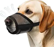 Dog Muzzle, Soft Air Mesh Muzzle for Small, Medium & Large Dogs, Anti-Biting, Barking, Chewing, Breathable, Drinkable, Adjustable Loop, Suitable for German Shepherd, Husky, Labrador Retriever-Black,S