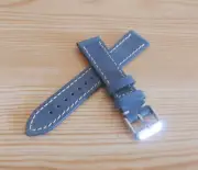 Light Blue Waxed Top Grain Leather Watch Strap with Quick Release Spring Bar