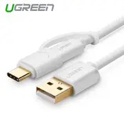 [does not apply] UGREEN USB 2.0 to type C + micro USB cable - White