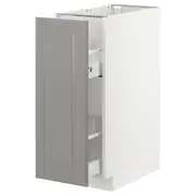 METOD base cabinet/pull-out int fittings, white/Bodbyn grey, 30x60x80 cm