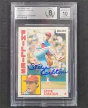Steve Carlton signed 1984 O-Pee-Chee #214 card Phillies Beckett BAS 10 auto