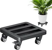 Rolling Plant Stand - Plant Caddy With Wheels | Heavy Duty Metal On Wheels | Flower Pot Mobile Tray, Rolling Planter Base For Indoor Outdoor, Lockable Swivel Casters