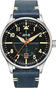 [AVI-8] Mens 43mm Hawker Hurricane Kent Automatic Pilot Watch with Leather or Stainless Steel Strap AV-4094